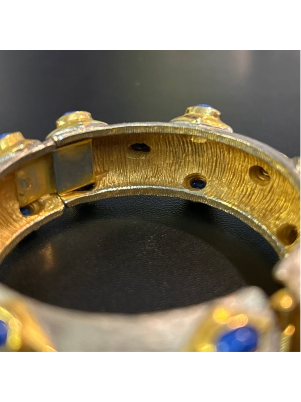 Women's KJL textured "Mogul" style textured gold-tone and silver-tone faux lapis - Picture 11 of 13